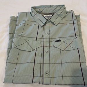 Columbia LS Tech Shirt Green/Gray Medium